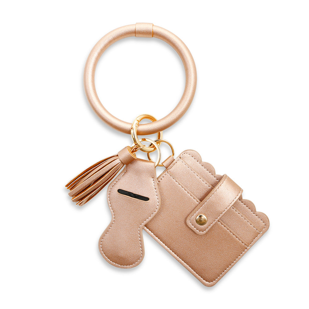 Pu Card Holder Id Bag Bracelet Key Ring Image 7