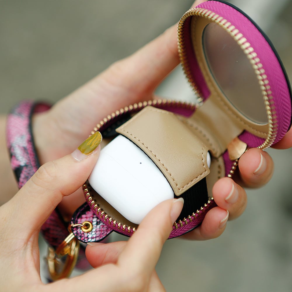 Unisex Wrist Keychain PU Apple Cosmetic Bag Image 11