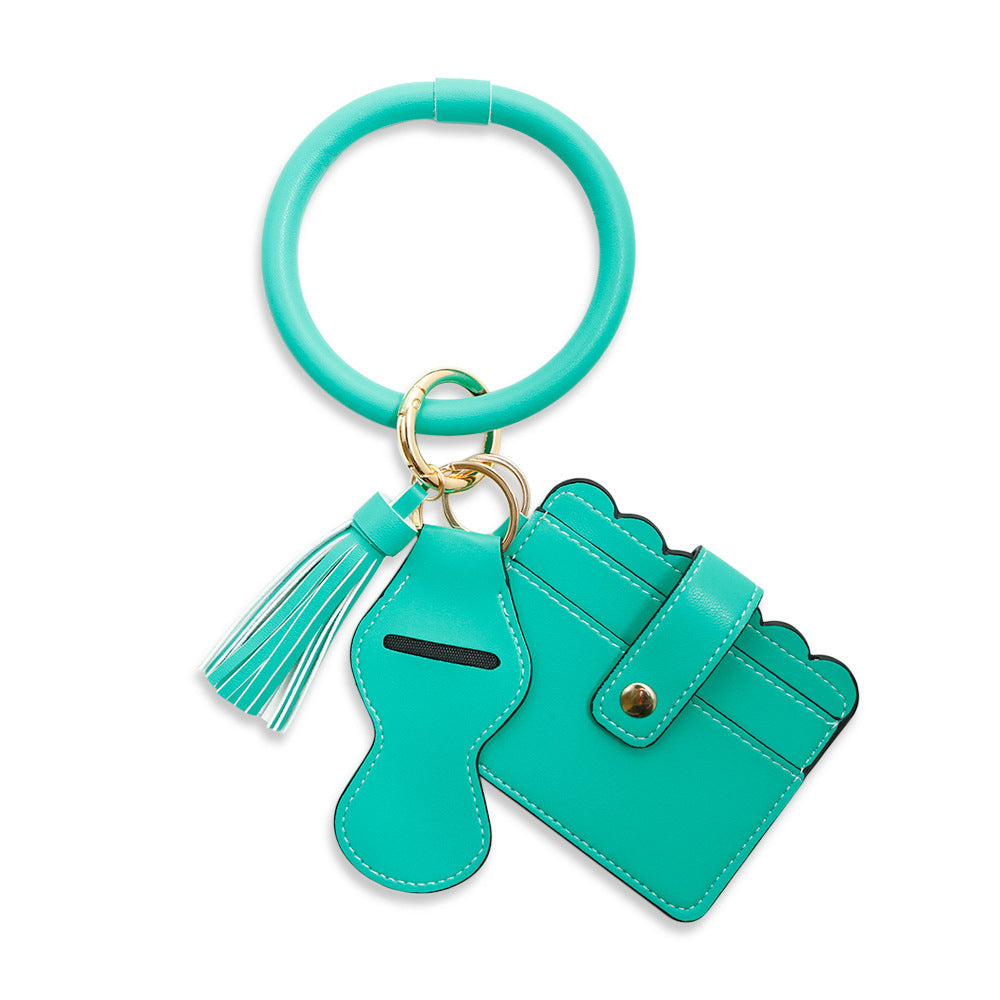 Pu Card Holder Id Bag Bracelet Key Ring Image 9