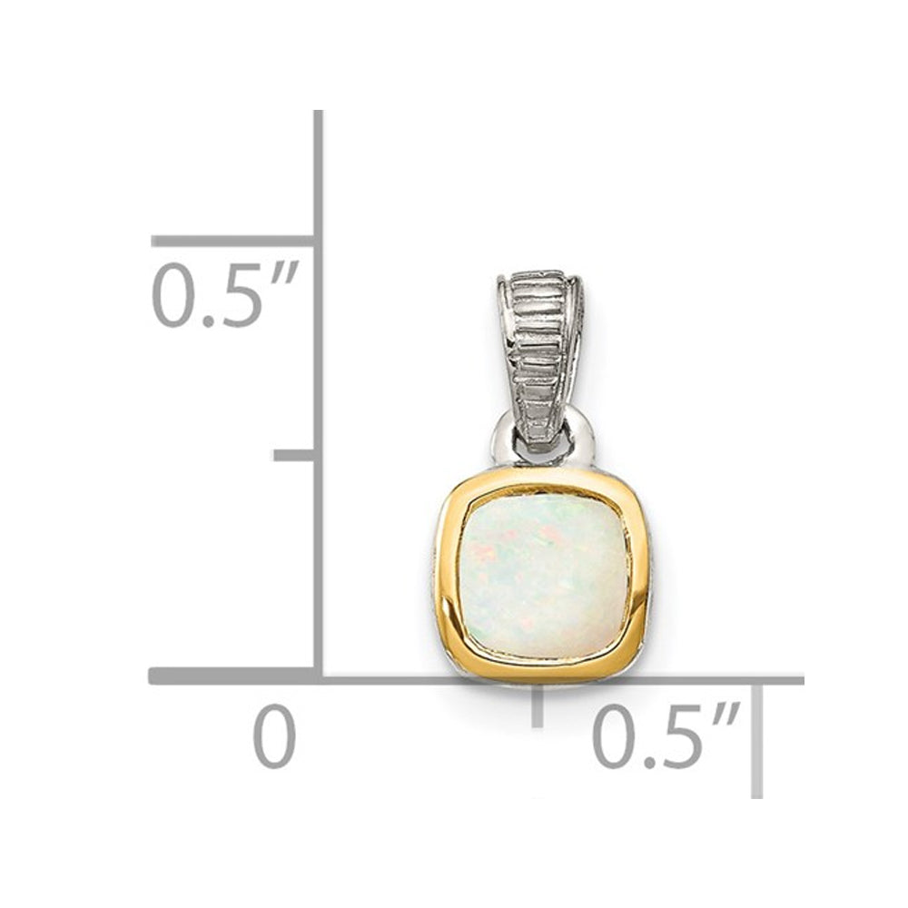 2/5 Carat (ctw) Lab Created Opal Pendant Necklace in Sterling Silver with 14K Accentwith Chain Image 2
