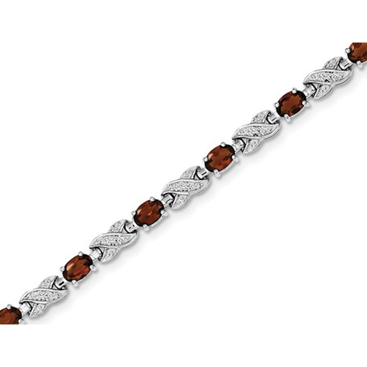 Sterling Silver Natural Garnet Infinity Bracelet 5.50 Carats (ctw) Image 3