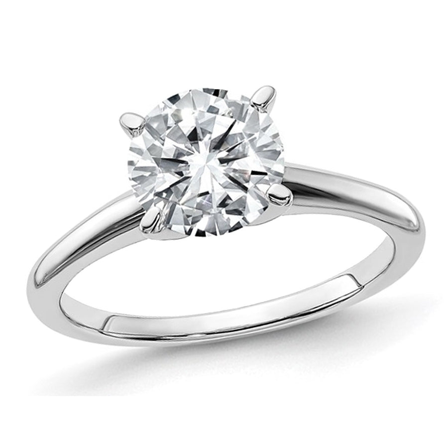 1.50 Carat (ctw) Synthetic Moissanite Solitaire Engagement Ring in 14K White Gold Image 1