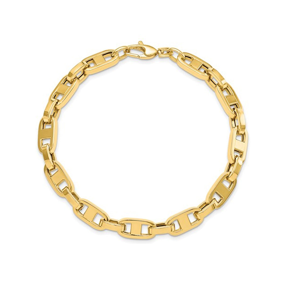 14K Yellow Gold Mens Link Bracelet 8.5 Inches (6.0mm) Image 1