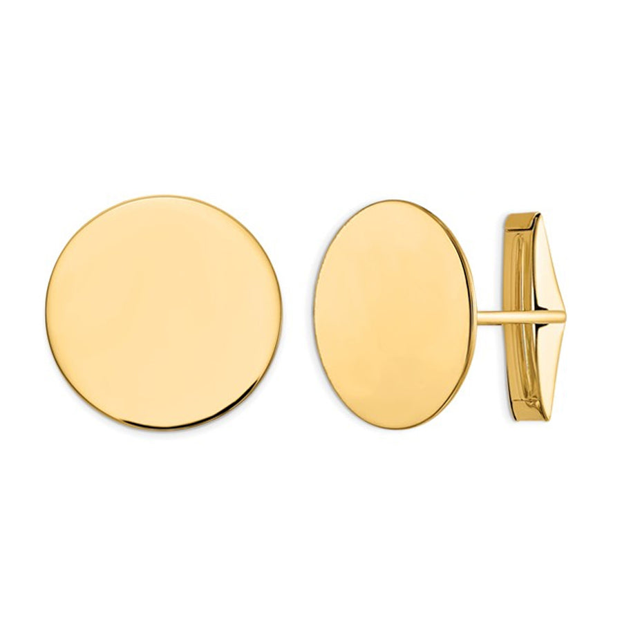 Mens Round Polished Cuff Links in 14K Yellow Gold Image 1