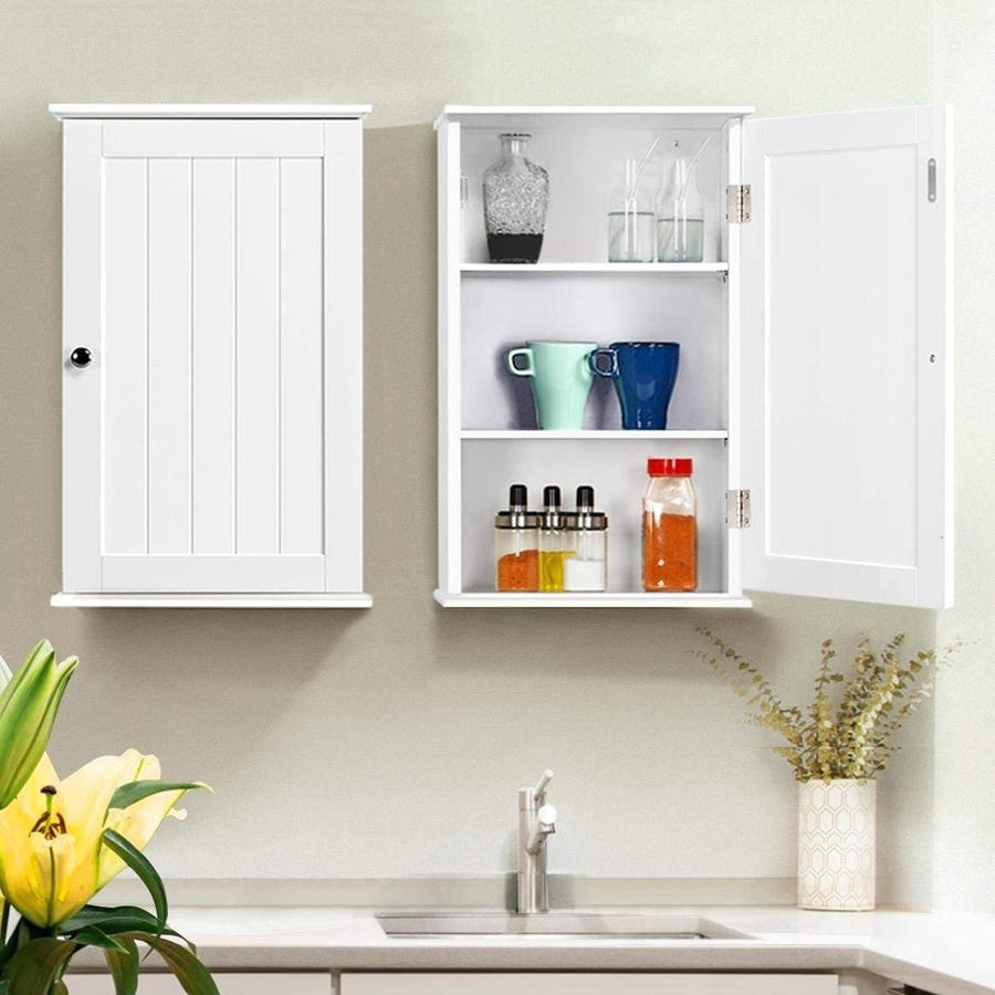 Bathroom/Kitchen Wall Mounted Single Door 3 Tier Adjustable Storage Shelf Medicine Cabinet/Cupboard Image 1