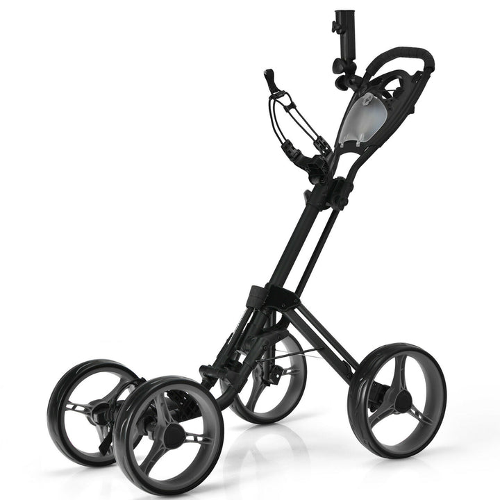 4 Wheels Folding Golf Push Cart W/ Adjustable Handle Foot Brake Image 4