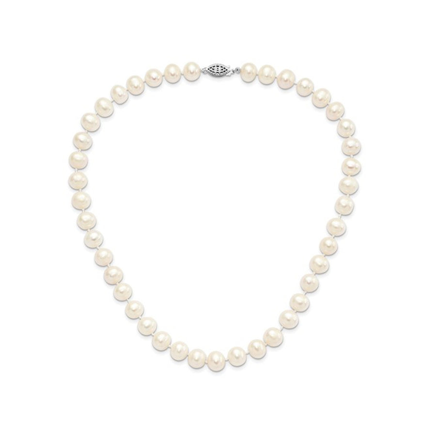 Sterling Silver 9-10mm White Freshwater Cultured Pearl Necklace (18 Inches) Image 1