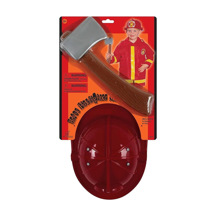 Brave Firefighter Helmet with Axe Pretend Dress-up Fireman Hero Play Set Seasons Image 2