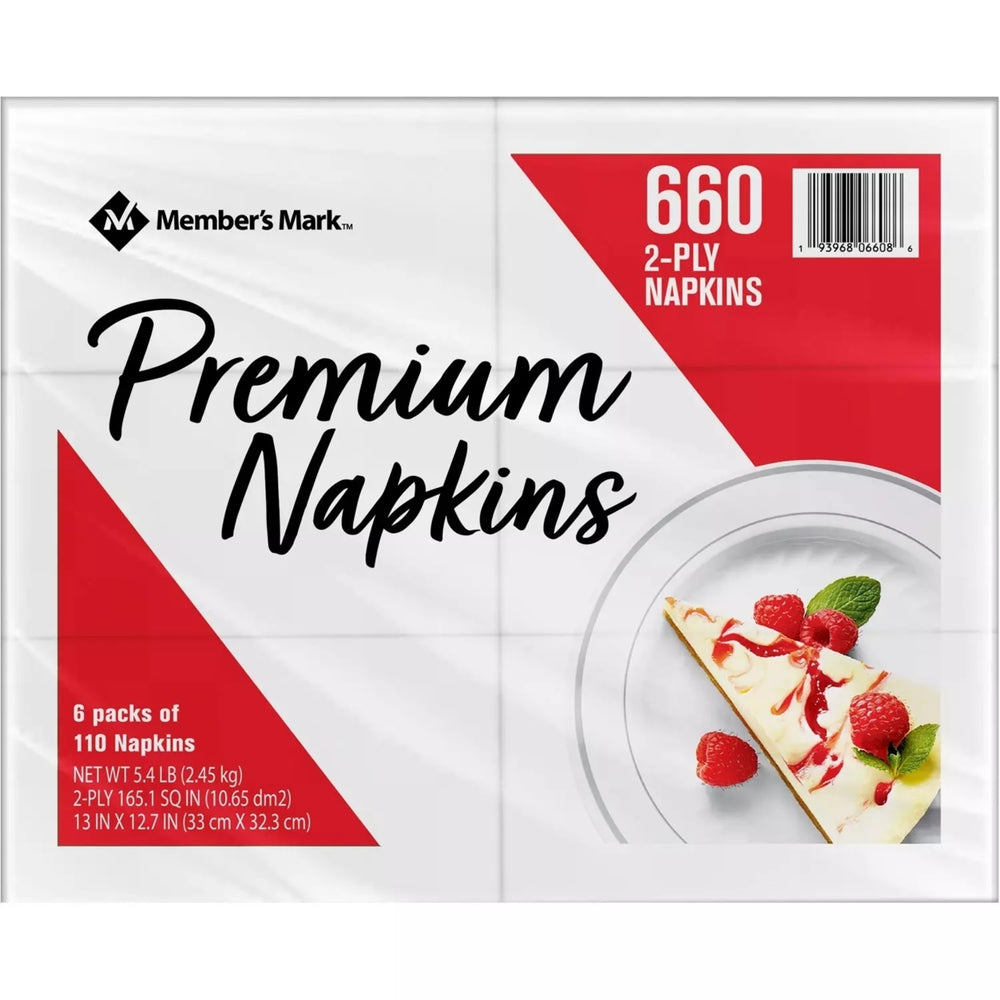 Members Mark Premium White 2-Ply Napkins13" x 12.7" (660 Count) Image 2