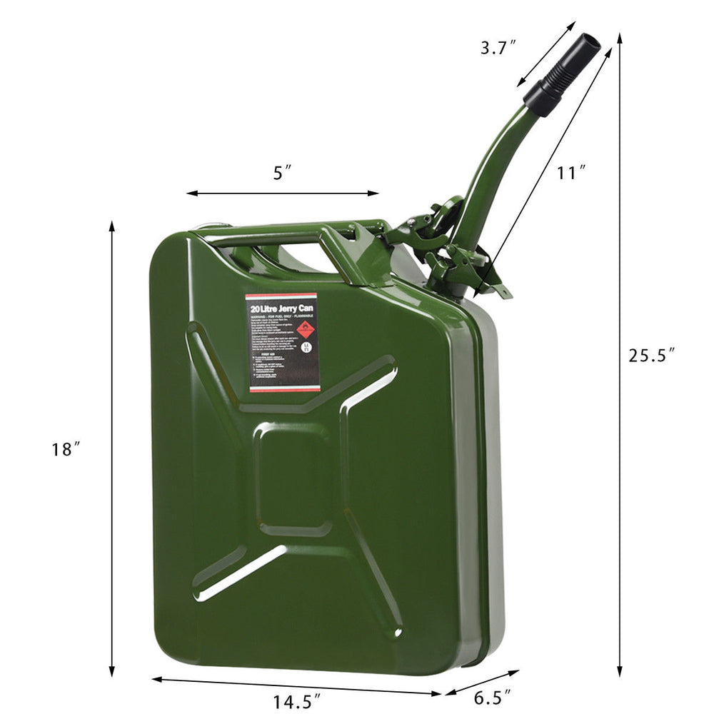 5 Gallon 20L Jerry Fuel Can Steel Gas Container Emergency Backup w/ Spout Green Image 2