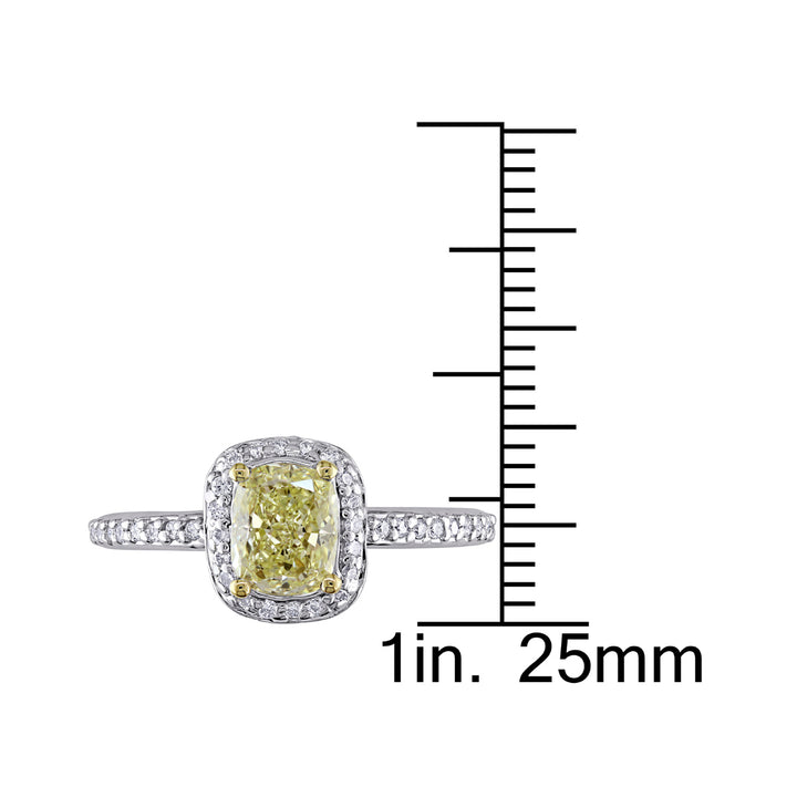 1 1/3 Carat (ctw G-H-ISI1-SI2) Yellow Diamond Halo Engagement Ring in 14K White Gold Image 4