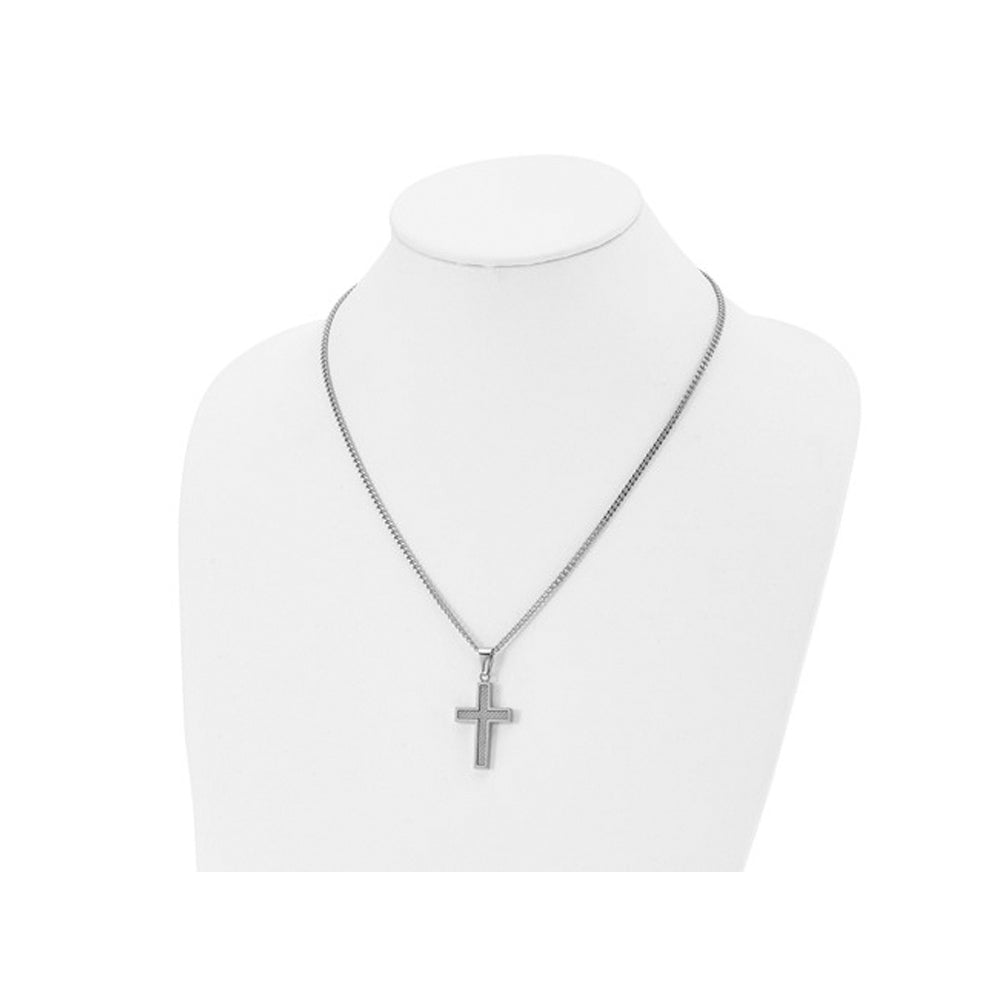 Mens Stainless Steel Cross Pendant Necklace with Chain (20 Inches) Image 2