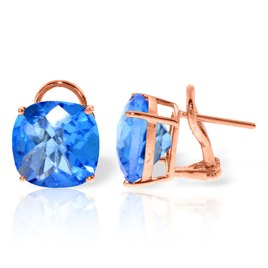 7.2 CTW 14k Solid Rose Gold Cushion Blue Topaz Earrings Image 1