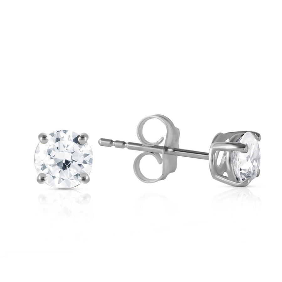 0.60 Carat (CTW) Natural Round Brilliant Diamond 14k White Gold Stud Earrings H-I ColorSI1-SI2 Clarity Image 1