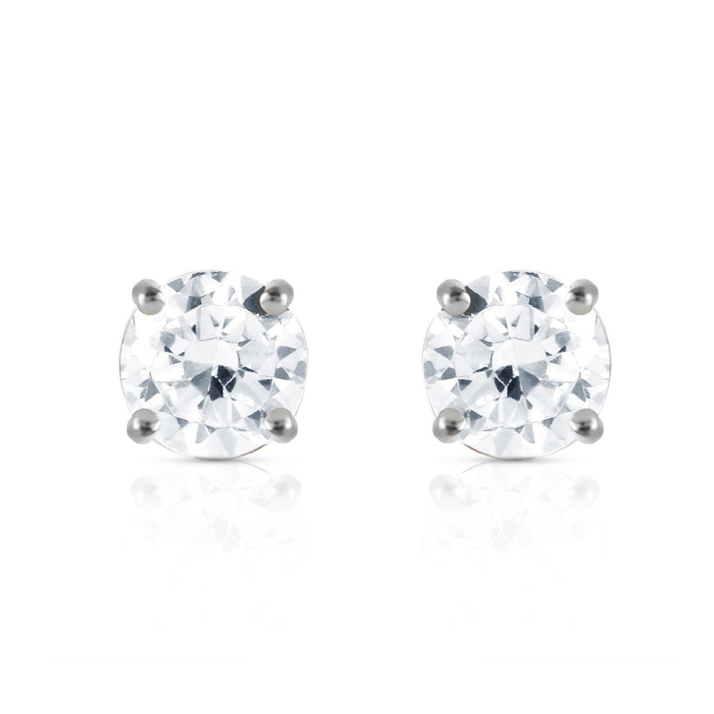 0.60 Carat (CTW) Natural Round Brilliant Diamond 14k White Gold Stud Earrings H-I ColorSI1-SI2 Clarity Image 2
