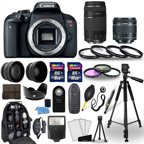 Canon EOS Rebel T7i Camera + 18-55mm stm + 75-300mm + 30 Piece Accessory Bundle Image 1