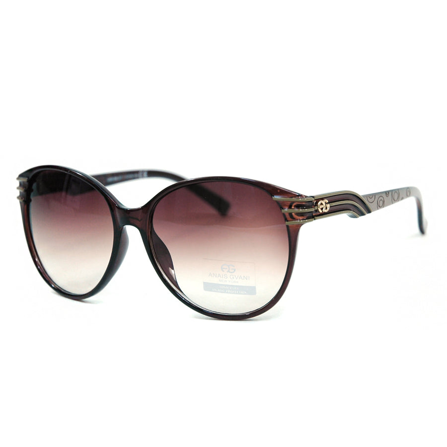 Womens Fashionable Round Frame Sunglasses With Stripe and Stroke Accents Image 1