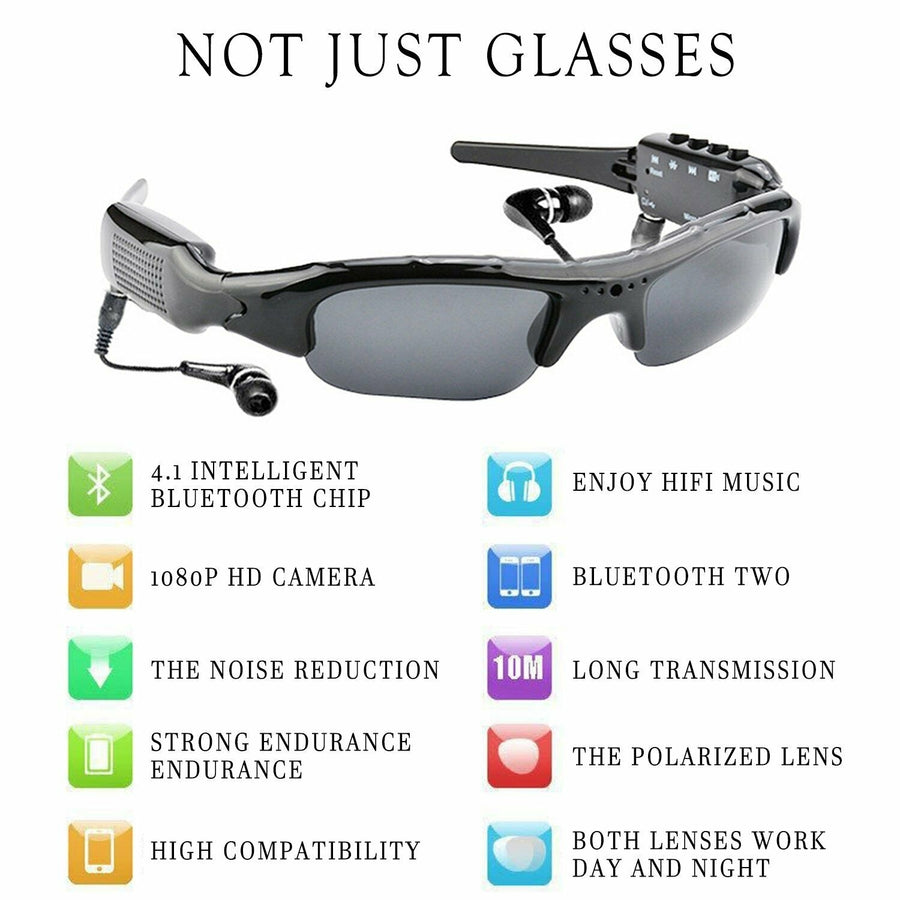 Sports 1080P HD Smart Sunglasses DV Bluetooth Music Photos Polarized Glasses Men Image 1