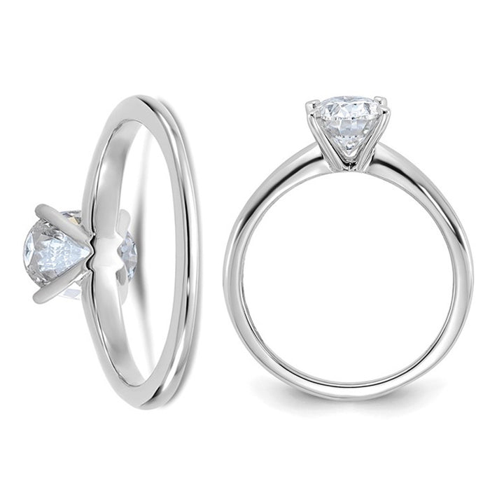1 1/3 Carat (ctw Color-D-E-F) Synthetic Oval Moissanite Solitaire Engagement Ring in 14K White Gold Image 3