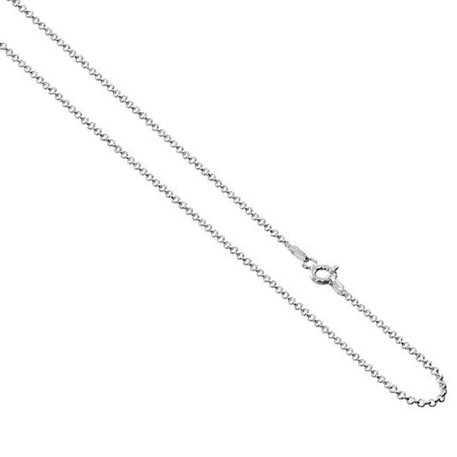 .925 Sterling Silver  1.65 mm Thick Rolo Chain Necklace. Made in Italy Image 1