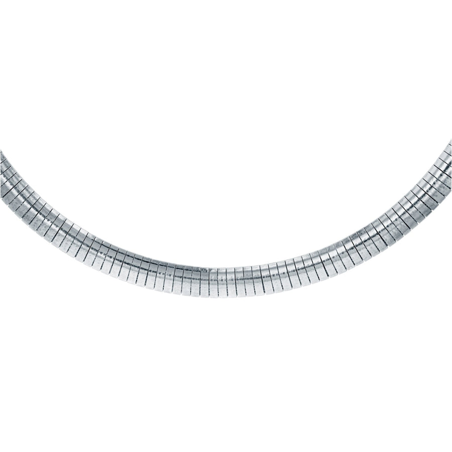 Sterling Silver .925 Cubetto Omega 8 mm wide Necklace .Various Lengths. Made in Italy Image 1