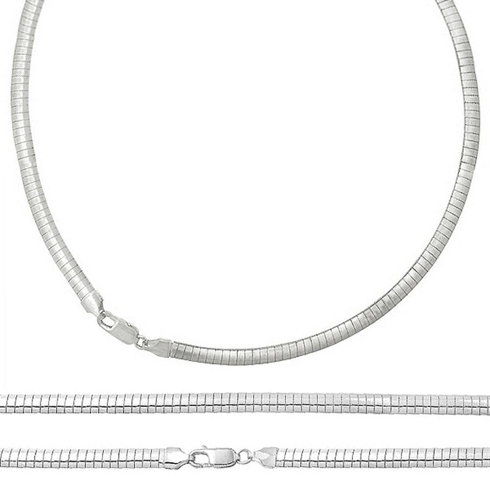 Sterling Silver .925 Cubetto Omega 6 mm wide Necklace .Various Lengths. Made in Italy Image 2