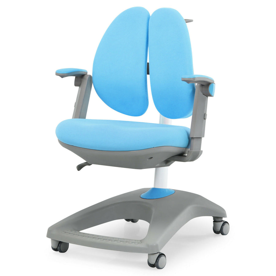 Kids Desk Study Chair Adjustable Height Depth w/ Sit-Brake Casters Image 1