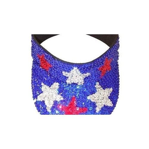 Sequin Sun Visor BLUE with RED and SILVER Stars image 0 Xiomarasw  128 sales  5 out of 5 stars     Sequin Sun Visor BLUE Image 1