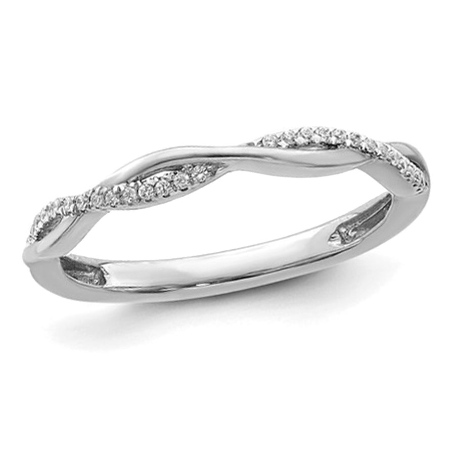 1/12 Carat (ctw) Diamond Wedding Ring Twist Band in 14K White Gold Image 1