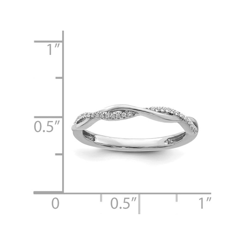 1/12 Carat (ctw) Diamond Wedding Ring Twist Band in 14K White Gold Image 3