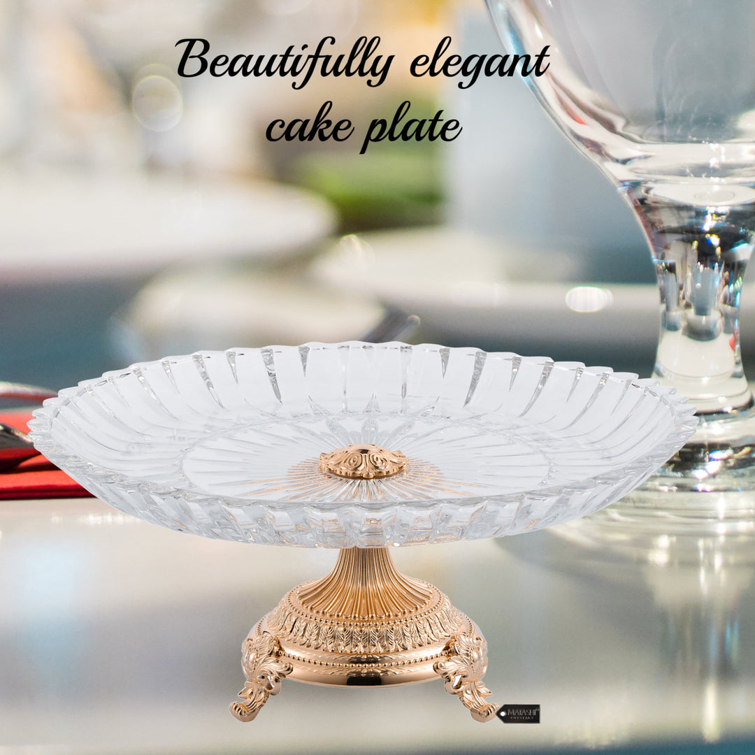 Matashi Cake Plate Centerpiece Decorative DishRound Serving Platter w Rose Gold Plated Pedestal Base for Weddings Image 4