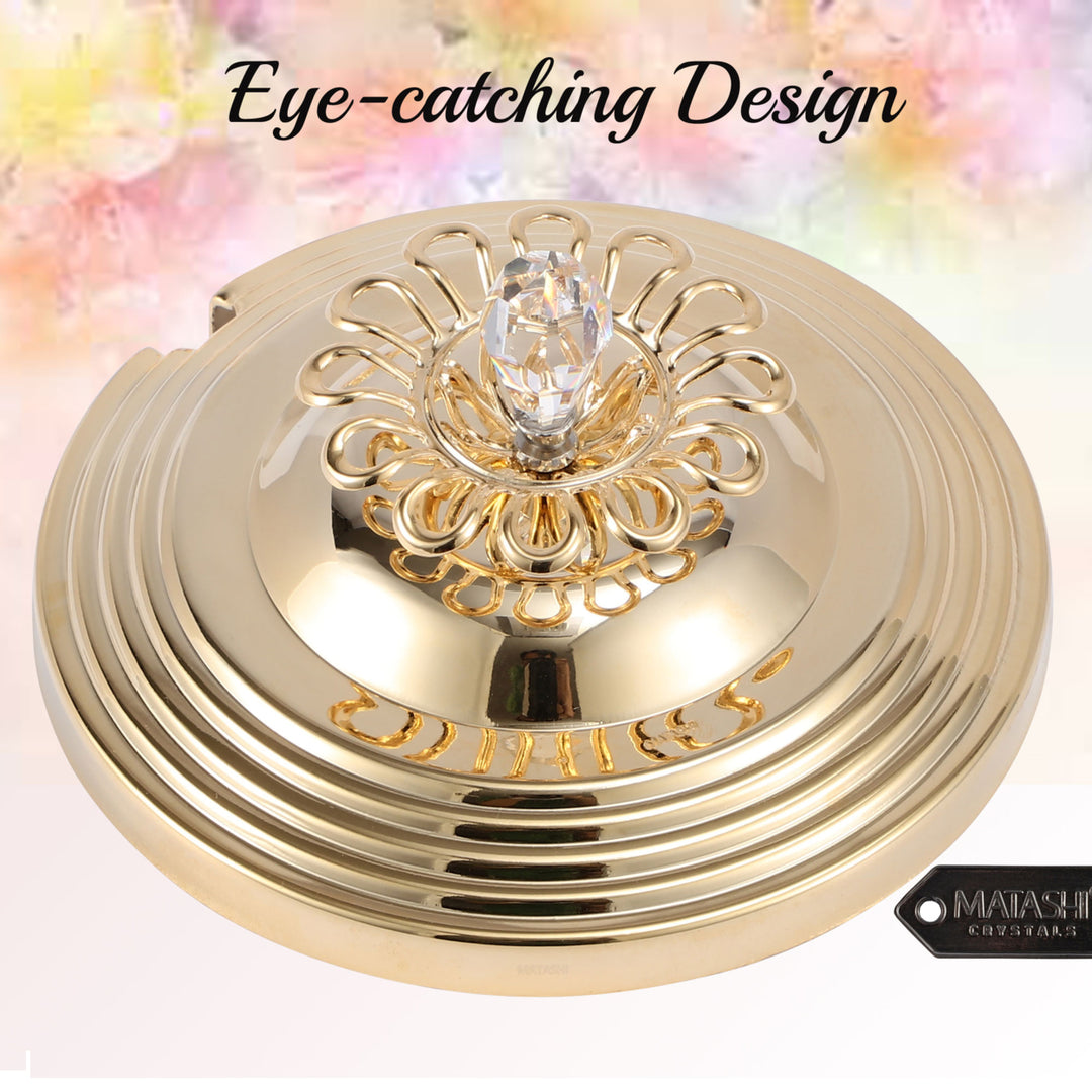 Matashi 24K Gold/SIlver Plated Sugar BowlHoney DishGlass Bowl - Detailed Intricate Design and Flower on Cover with Image 4