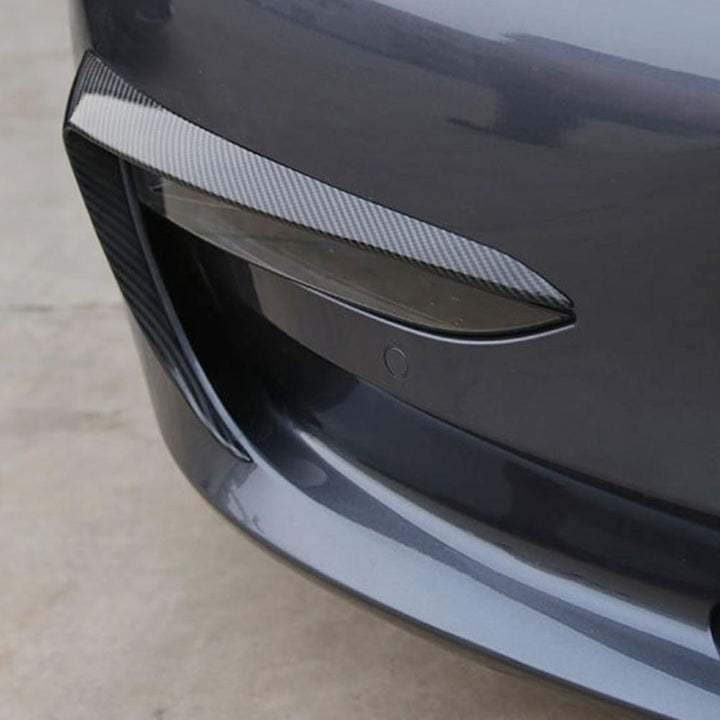 2Pcs Carbon Fiber Front Foglight Eyebrow Eyelids Cover Trim Fit For Tesla Model 3 Image 3
