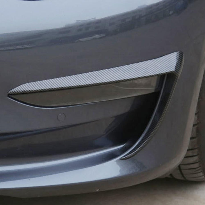 2Pcs Carbon Fiber Front Foglight Eyebrow Eyelids Cover Trim Fit For Tesla Model 3 Image 4