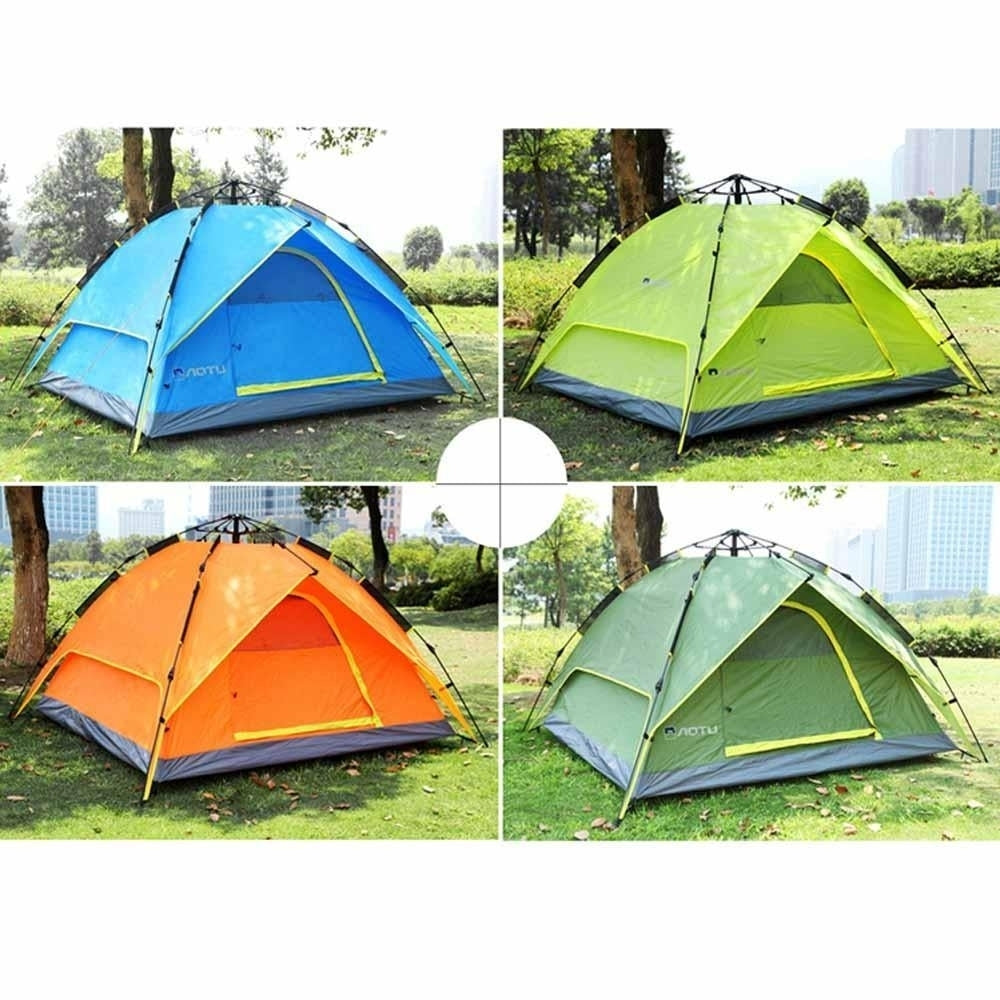 3-4 People Double Layers Waterproof Breathable Automatic Tent with Bag Image 2