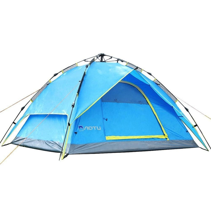 3-4 People Double Layers Waterproof Breathable Automatic Tent with Bag Image 1
