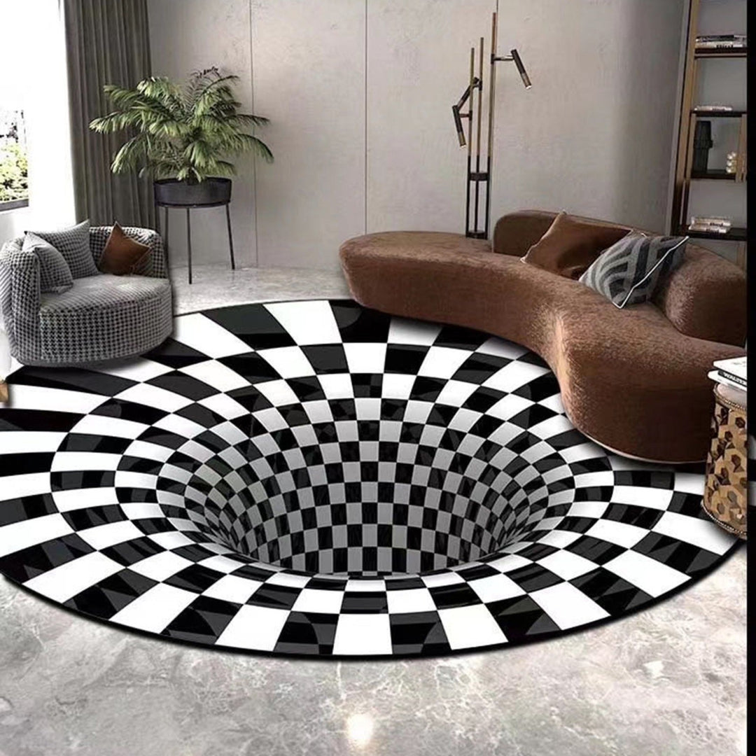 3D Space Round Carpet Checkered Vortex Image 4