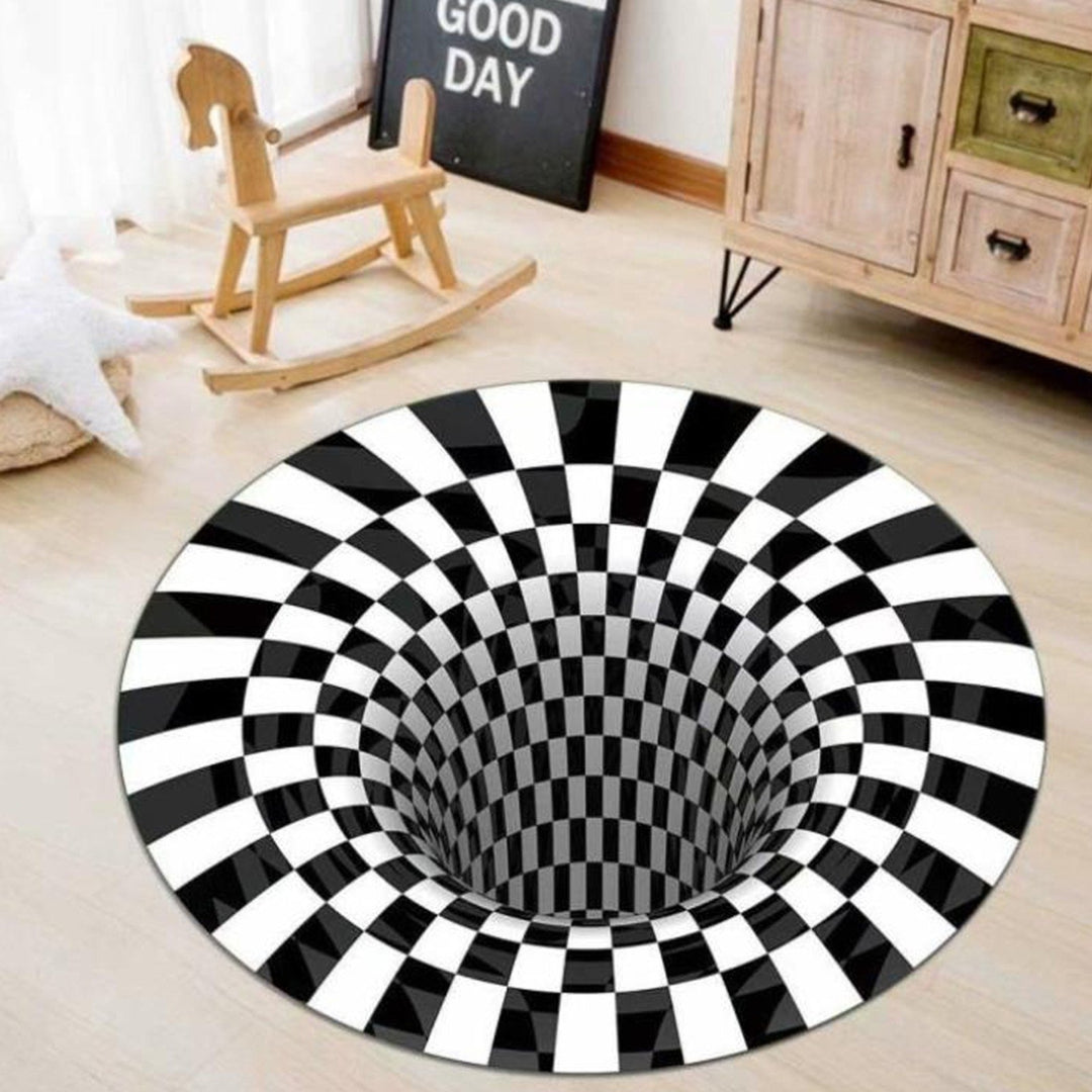 3D Space Round Carpet Checkered Vortex Image 6