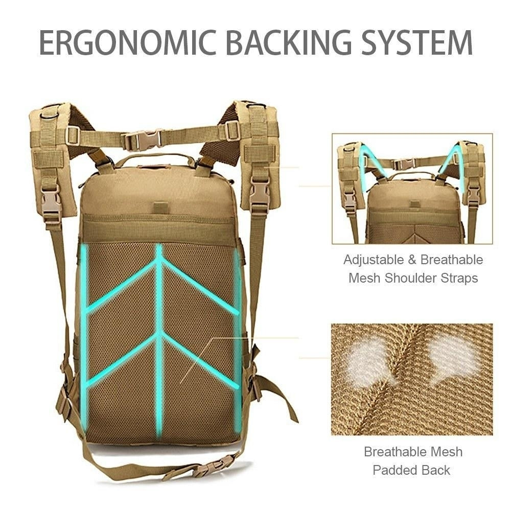 45L Outdoor Backpack Water Resistant Molle Bag for Camping Hiking Traveling Image 6