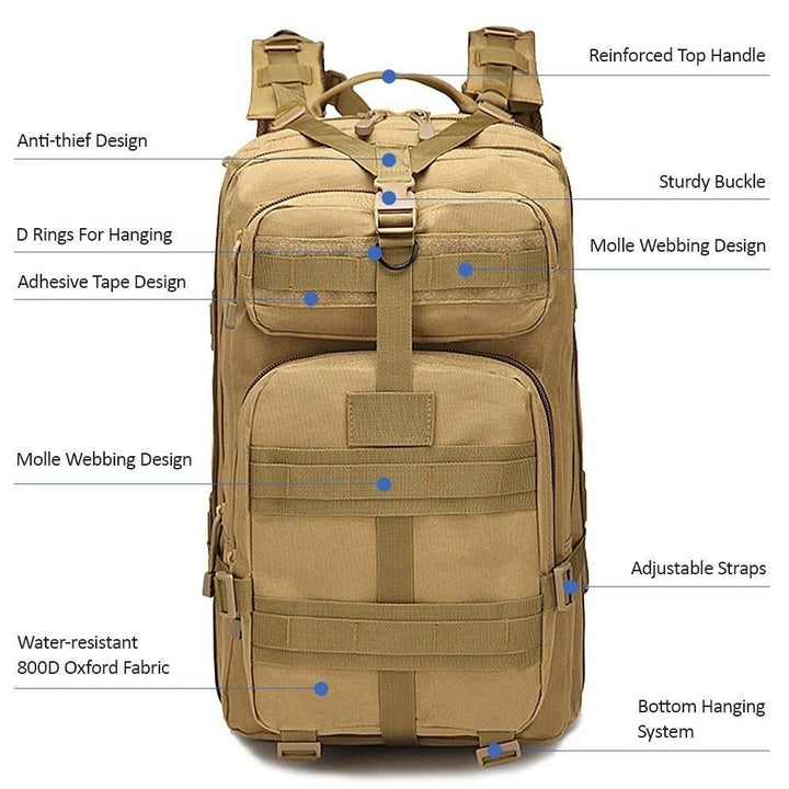 45L Outdoor Backpack Water Resistant Molle Bag for Camping Hiking Traveling Image 8
