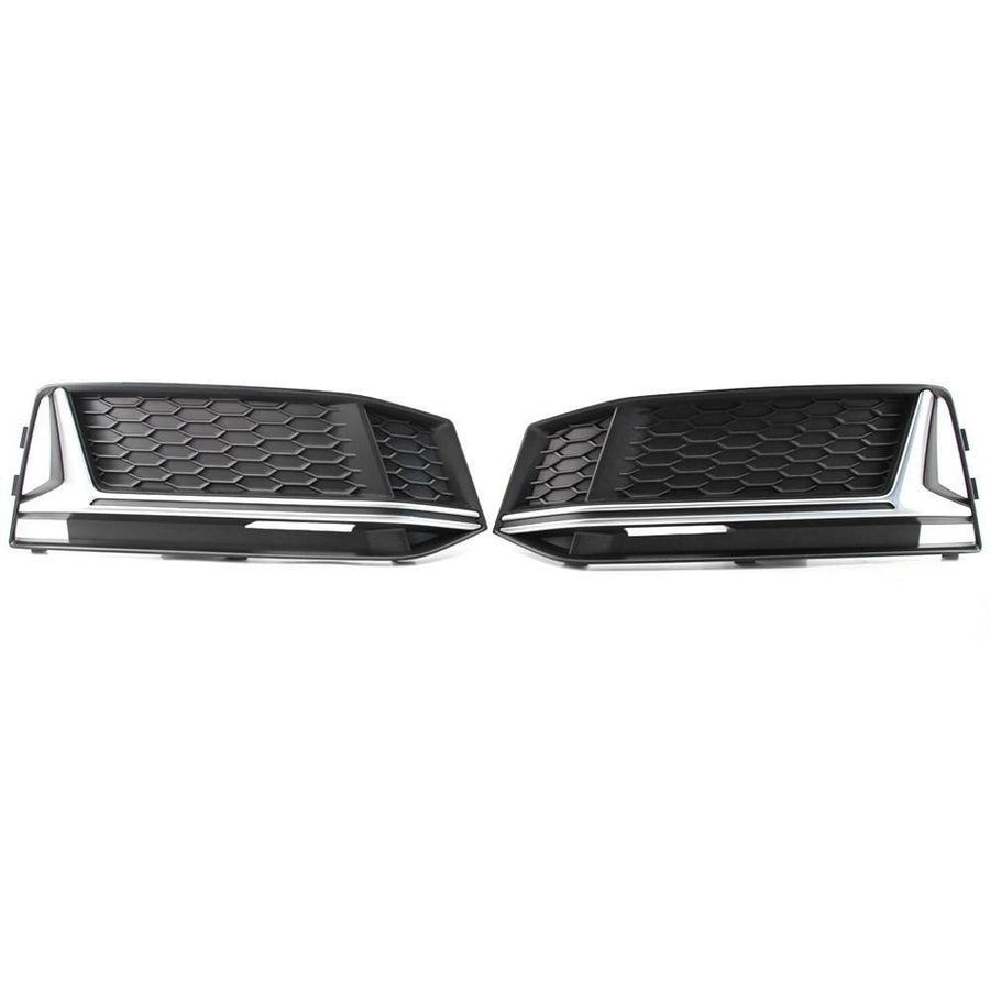 A Pair of Chrome Fog Light Cover Grille Silver Trim Grill Bezel Fit For AUDI A4 S4 S-Line B9 2016-19 Image 1