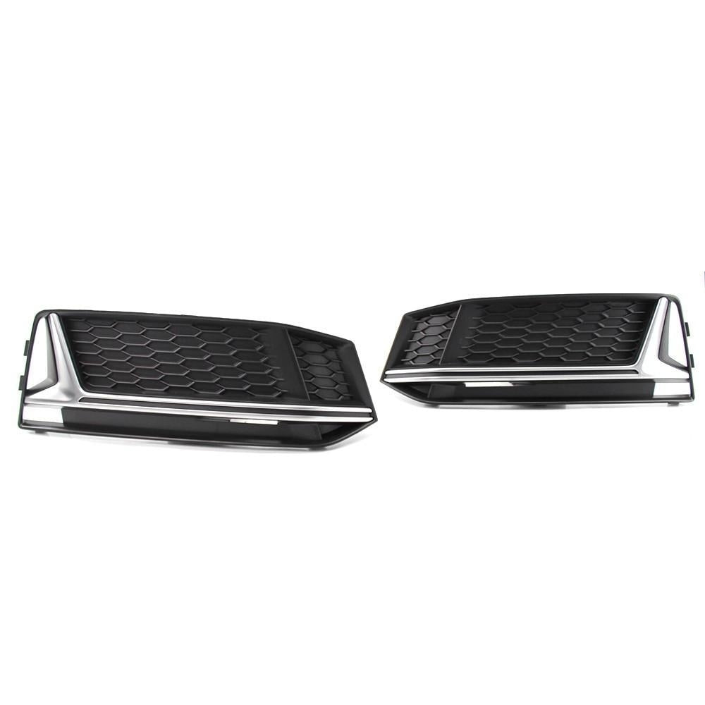 A Pair of Chrome Fog Light Cover Grille Silver Trim Grill Bezel Fit For AUDI A4 S4 S-Line B9 2016-19 Image 2