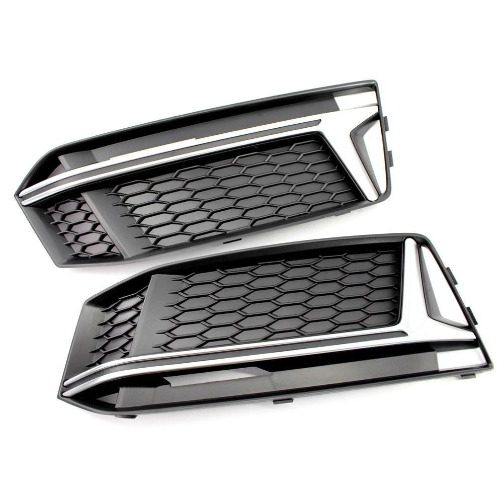 A Pair of Chrome Fog Light Cover Grille Silver Trim Grill Bezel Fit For AUDI A4 S4 S-Line B9 2016-19 Image 7