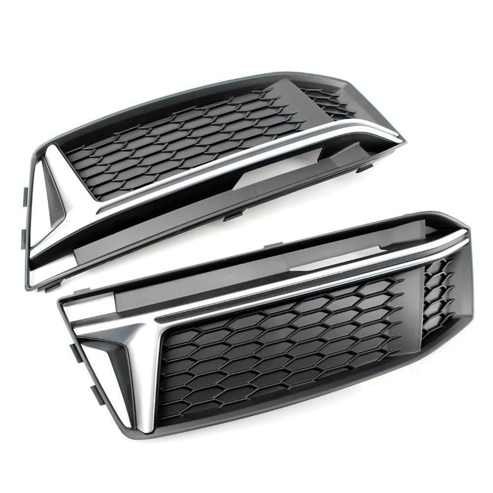 A Pair of Chrome Fog Light Cover Grille Silver Trim Grill Bezel Fit For AUDI A4 S4 S-Line B9 2016-19 Image 10