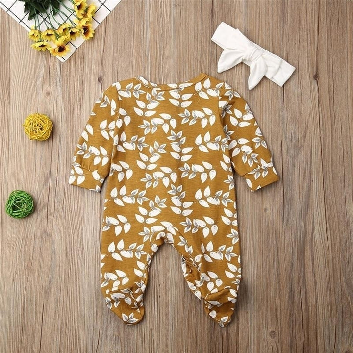 Baby Long Sleeve Floral Romper Elegant Ruffle Cotton Jumpsuit Outfit Image 4