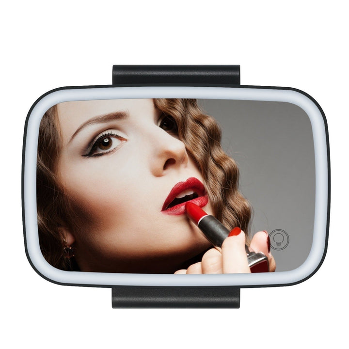 Car Mirror with LED Lights Makeup Sun-shading Cosmetic Adjustable Vanity Clip Image 3