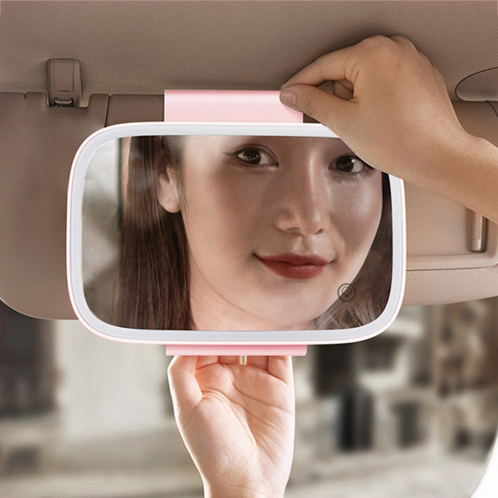 Car Mirror with LED Lights Makeup Sun-shading Cosmetic Adjustable Vanity Clip Image 7