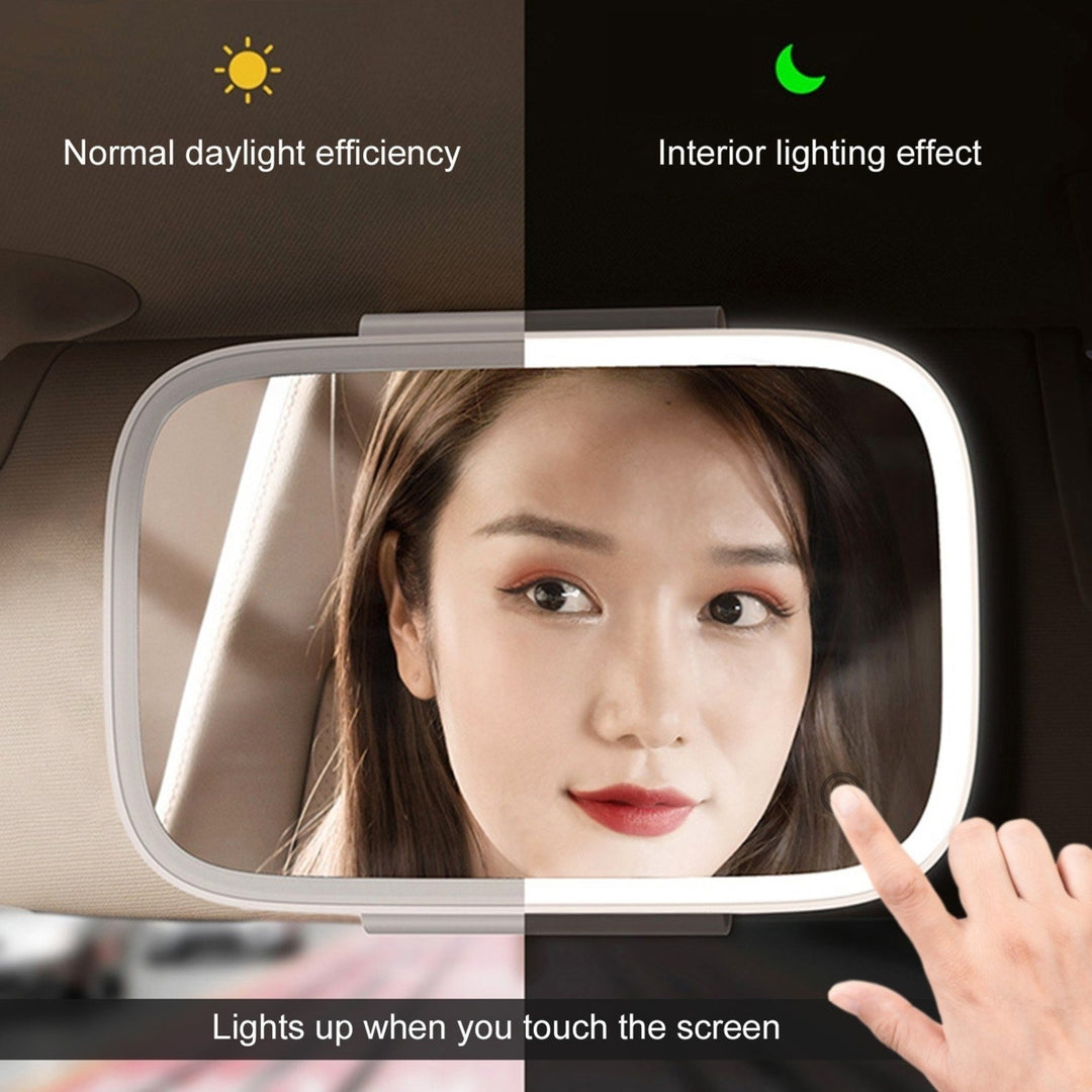 Car Mirror with LED Lights Makeup Sun-shading Cosmetic Adjustable Vanity Clip Image 11