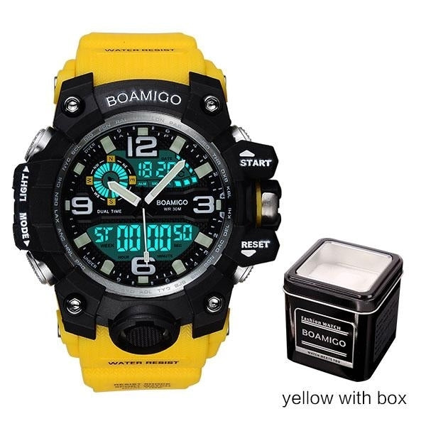 Digital LED Orange Shock Rubber Waterproof Wristwatches Image 8