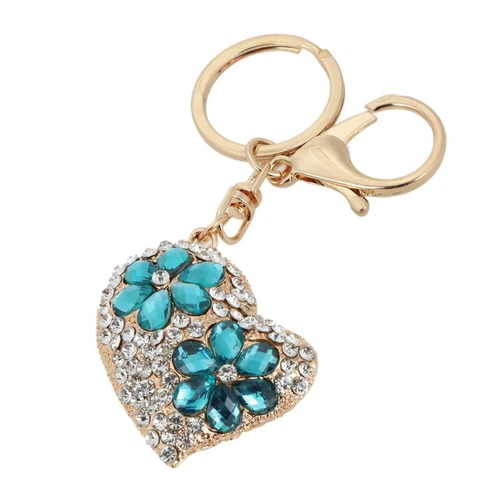 Fashion Jewelry Hollow Shinning Rhinestone Crystal Heart Pendant Car Keyring Key Chain for Gift Image 2